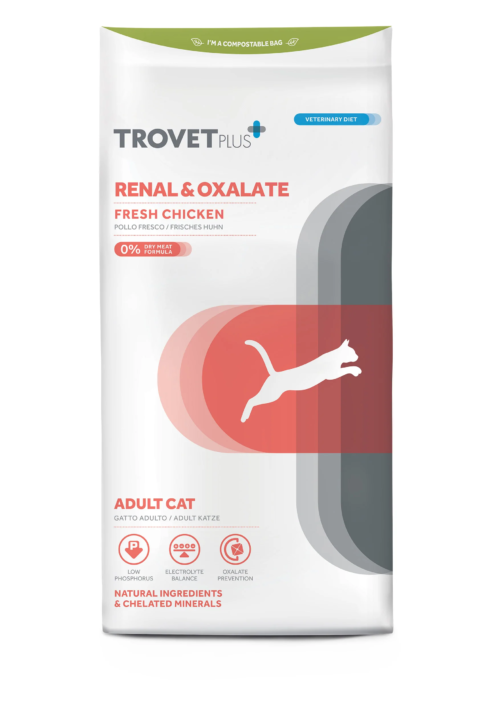 TROVET PLUS RENAL & OXALATE ŚWIEŻY KURCZAK dla kotów sucha