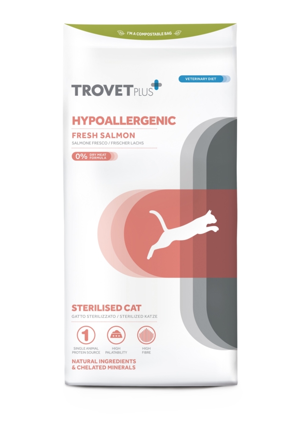 TROVET Plus HYPOALLERGENIC STERILISED FRESH SALMON ( ŚWIEŻY ŁOSOŚ ) dla kotów